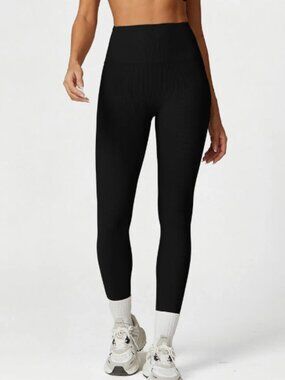 Woobilly High-Waisted Tummy Control Leggings - Women's Medium, Black